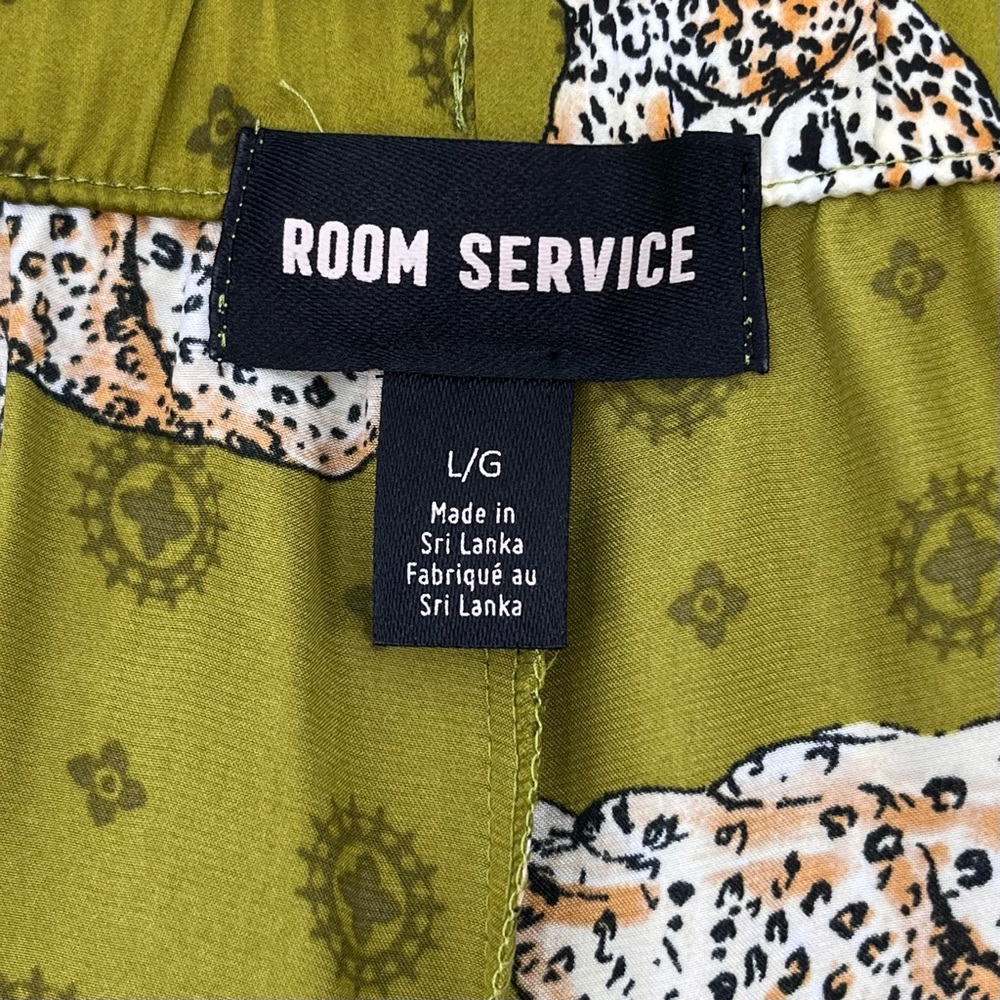 Room Service Olive Green Leopard Print Lounge Pajama Pants will also fit a med - Picture 6 of 7